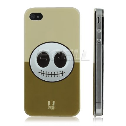 Ecell - HEADCASE HALLOWEEN GREEN CREAM SMILEY SKULL BACK CASE FOR iPHONE 4 4S