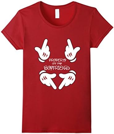 Couple Shirts Property of My Boyfriend - Couple Matching - Female Small - Cranberry