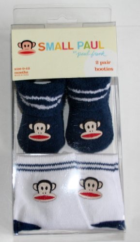 Small Paul by Paul Frank Two Pair Booties Navy And White 0-12 Months