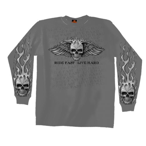 Hot leathers bad scratch long sleeve biker t-shirt (cha…