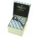 Designer Woven Shiny Stripe pattern Neck Tie Cufflink Handkerchief Gift Set Blue with Slate and Gray Hanky Necktie Cuff link with Gift Box.