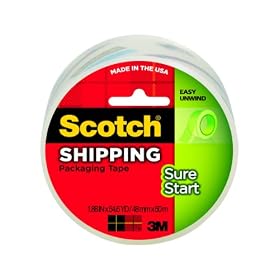 Scotch Sure Start Shipping Packaging Tape, 1.88 Inches x 54.6 Yards, 1 Roll (3450)