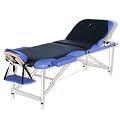 Transportable Aluminium / Kunstleder-Massageliege in Schwarz / Blau - Art. MC4001