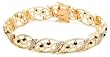 Yellow Gold Overlay Sterling Silver Sapphire Vine Bracelet w/ diamond Accent, 7.25"