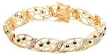 Yellow Gold Overlay Sterling Silver Sapphire Vine Bracelet w/ diamond Accent, 7.25