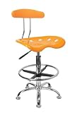 Orange-Yellow and Chrome Bar Stool Height Drafting Stool with Tractor Seat [LF-215-YELLOW-GG]