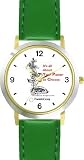 Habit 2 - The Power of to Choose, Crossroads (English Text) - DELUXE TWO-TONE WATCH from THE 7 HABITS - WATCH COLLECTION BY WATCHBUDDY&reg; - Arabic Numbers - Green Leather Strap-Size-Children's Size-Small ( Boy's Size & Girl's Size )