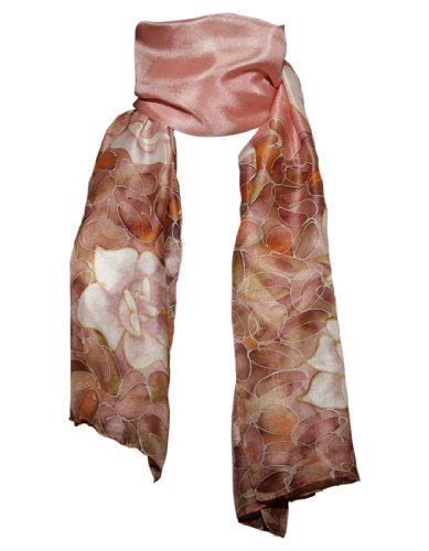 Hand-Painted Silk Scarf Monochrome Flowers
