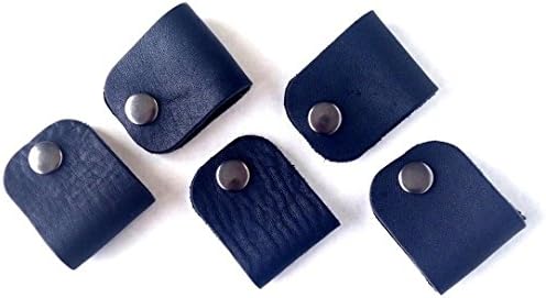 USA MADE Black Leather Square Cord Keepers • Leather Cord Clams • Set of Five • Oil Tanned Top Grain Cowhide Electronics Cable Wrangler by Hatton Henry