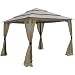 DC America LQGO19323MBR-BB 10-Foot by 10-Foot Three Tier Gazebo with Insect Screen, Dark Bronze, with Beige Polyester Top