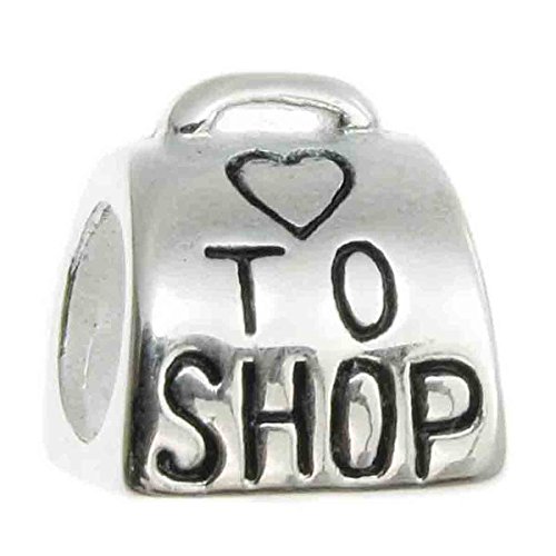 Sterling Silver Love to Shop Heart Bead for European Charm Bracelets