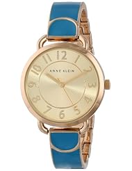 Anne Klein Womens AK/1606BLGB Gold-Tone Easy-to-Read Dial Blue Bangle Watch