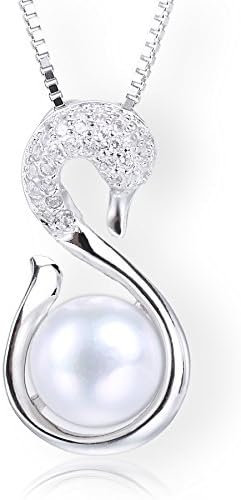 Startreasureland 925 Sterling Silver Pendant Necklace Swan with 8mm White Freshwater Cultured Pearl