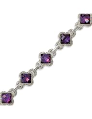 Sterling Silver Purple CZ Bracelet - 8 Inch