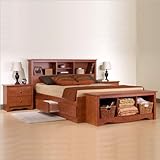 IMAGE OF Prepac Monterey Cherry Queen Wood Platform Storage Bed 3 Piece Bedroom Set