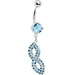 Aqua Gem Masquerade Mask Belly Ring