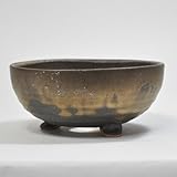 信楽焼 金彩足付丸 盆栽・山野草鉢 6号鉢 幅18cm×奥行き18cm×高さ7.5cm