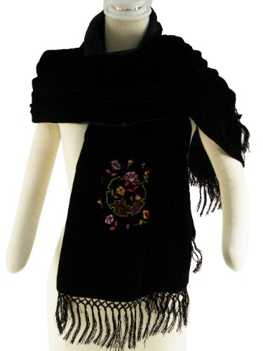 和洋兼用　高級 ベルベット ショール 刺繍入り『No.4』