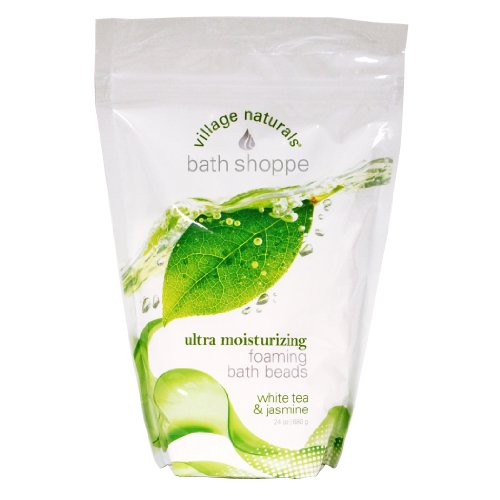 Village Naturals Bath Shoppe White Tea & Jasmine Foaming Bath Beads 24 oz