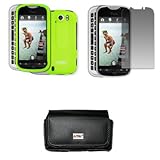 EMPIRE Black Leather Case Pouch with Belt Clip and Belt Loops + Neon Green  ....