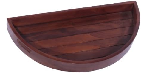 Decoteak Half Moon Solid Teak Serving Amenity Display Tray- 11.5 Inches by 23.75 Inches- for Bathroom, Kitchen, Patio, Bedroom