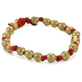 Vanessa Mooney Brass Bicone Bead Bracelet On Red Kn