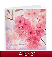 Pink Floral Wishes Birthday Card