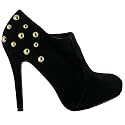 G44 Womens Black Ankle Faux Suede Boots Shoes Sizes 3-8