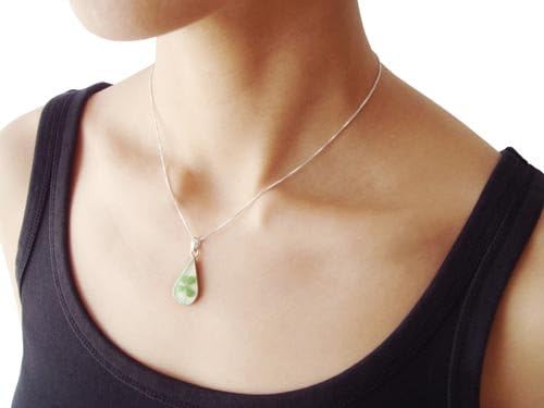 Pressed Multi color Dried Real Flower Tear Drop Shape Pendant Head Pink Background Sterling Silver .925