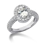 1.50 Ct Diamond Engagement Ring 14k White Gold Oval Cut Antique Style Pave Style
