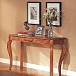 Overture Oak Sofa Table w/ Glass Top Inlay By Acme Furniture