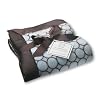 SwaddleDesigns Fuzzy Stroller Blanket - Pastel Blue with Brown Mod Circles