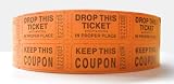 Orange Two Part Raffle Tickets - Roll of 1000