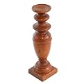 Carved Round Acacia Candle Holder