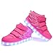 CIOR Kids Boy and Girl's 11 Color Wings Led Sneakers Light Up Flashing Shoes,102,06,32, 1 M US Little Kid, 02Pink