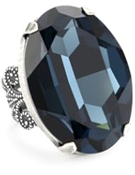 Liz Palacios "Circulo" Large Oval Sapphire Crystal Adjustable Ring