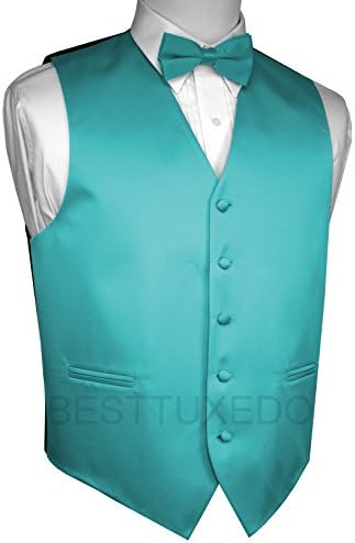 Brand Q Men's Formal, Wedding, Prom, Tuxedo Vest & Bow-Tie Set in Teal