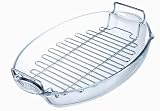 Pyrex - 3059014 - Plat À Four Ovale + Bec Verseur + Grille - Verre - 42 X 30 Cm