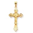 14k INRI Budded Crucifix Pendant