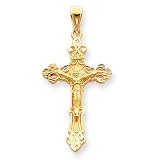 14k INRI Budded Crucifix Pendant