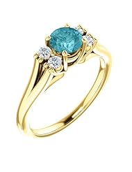 18K Yellow Gold 5.00mm Round Cut Zircon and Diamond Ring -- LIFETIME WARRANTY