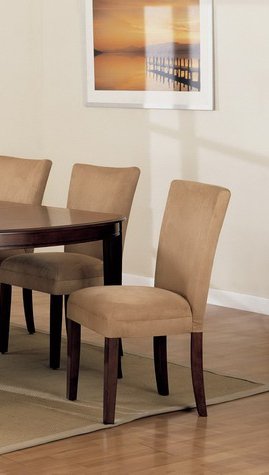 Set of 2 Taupe Microfiber Parson Chairs