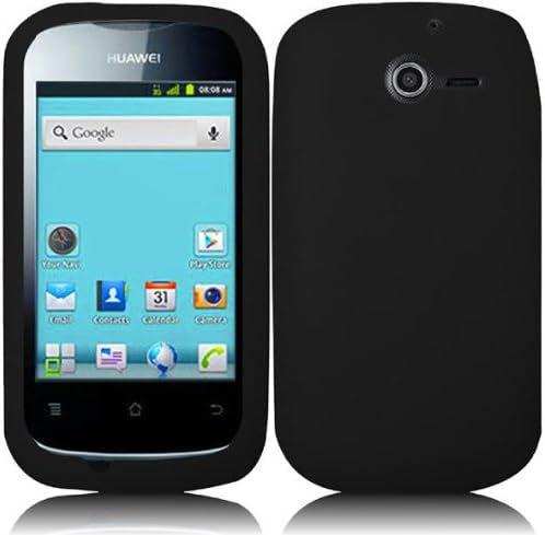 For Huawei Ascend Y H866 / M866 / H866C Straight Talk Soft Silicone Case Cover Skin Protector Black + Free Reliable Accessory Pen Gift