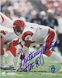 Anthony Munoz Autographed/Hand Signed Cincinnati Bengals 8x10 Photo (White Jersey) with HOF 98 Inscr
