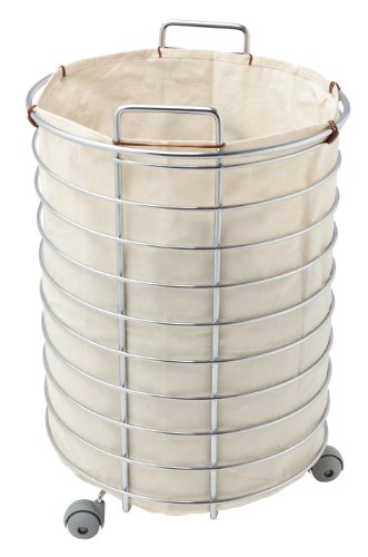 Sprial Round Cloth and Chrome Hamper #3302
