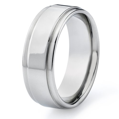 8mm Raised Center Comfort Fit Titanium Ring