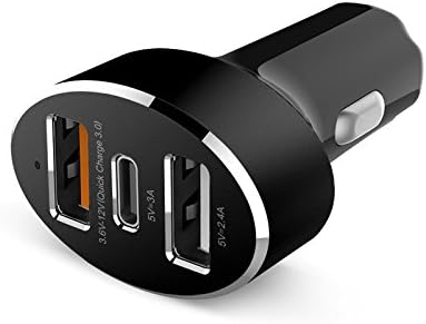 Soonbuy Type C Car Charger,Triple Car Charger Type C Port & Qualcomm Quick Charge 3.0 & 2.4A for Nexus 6P, OnePlus 2, LG G5, iPhones, iPod, iPad, Samsung Galaxy S7 and All Other Devices