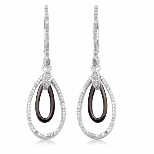 10k White Gold Diamond Tear Drop Earrings (1/3 cttw, I-J Color, I3 Clarity)
