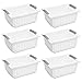 Sterilite 16628006 Medium Stacking Basket, White Basket w/ Titanium Accents, 6-Pack