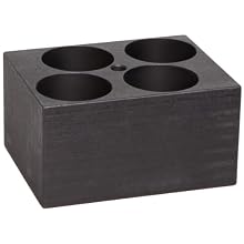 Talboys 949126 Anodized Aluminum Standard Test Tube Single Heat Block, 4 Well, 35.0mm Well Diameter, 3.75" Length x 3" Width x 2" Height, For 35mm Tube